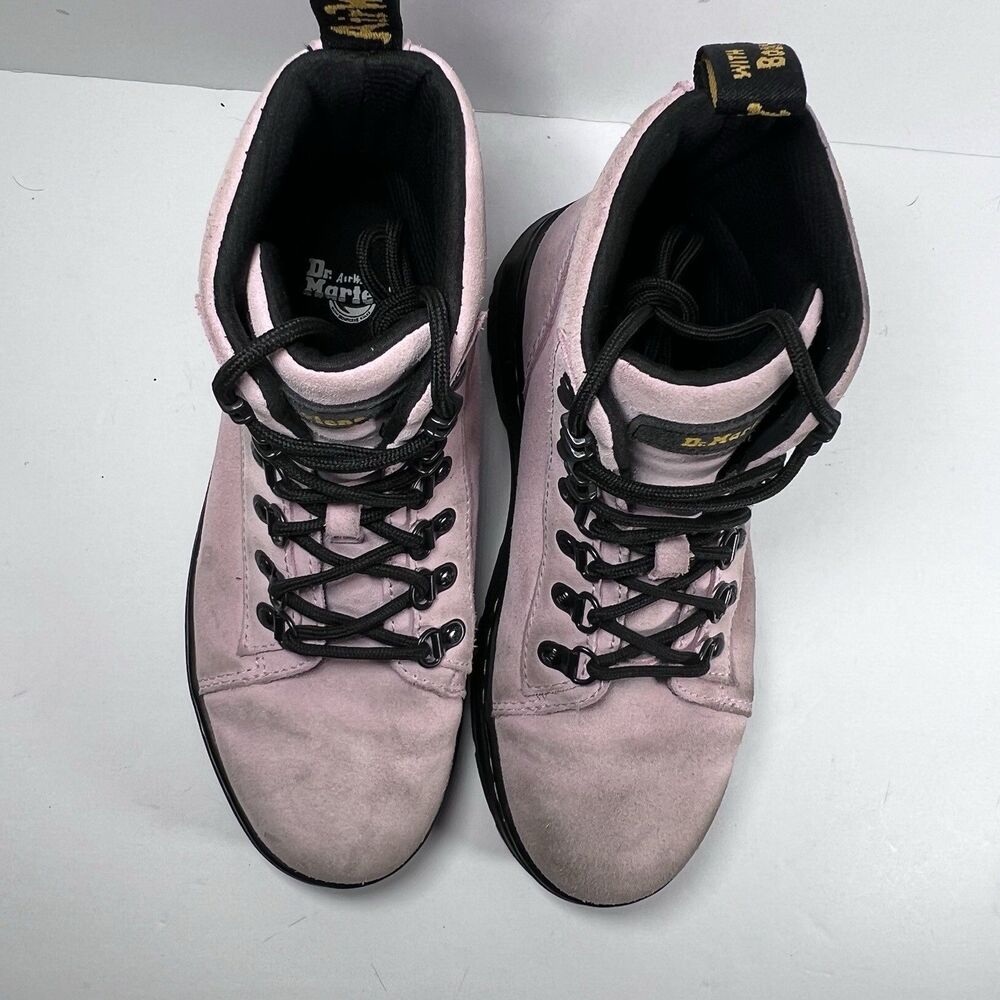 Dr Doc Martens Combs Pink Suede Lace Up Combat Style Hiking Boots Women's Size 6 - Picture 6 of 8